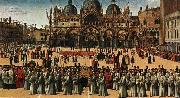 Gentile Bellini Procession of the True Cross in Piazza San Marco oil on canvas
